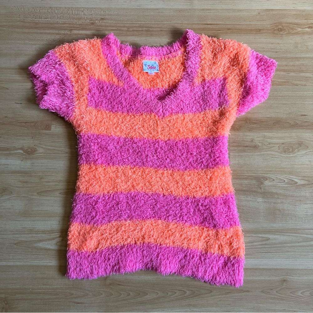 Justice Fuzzy Striped Top